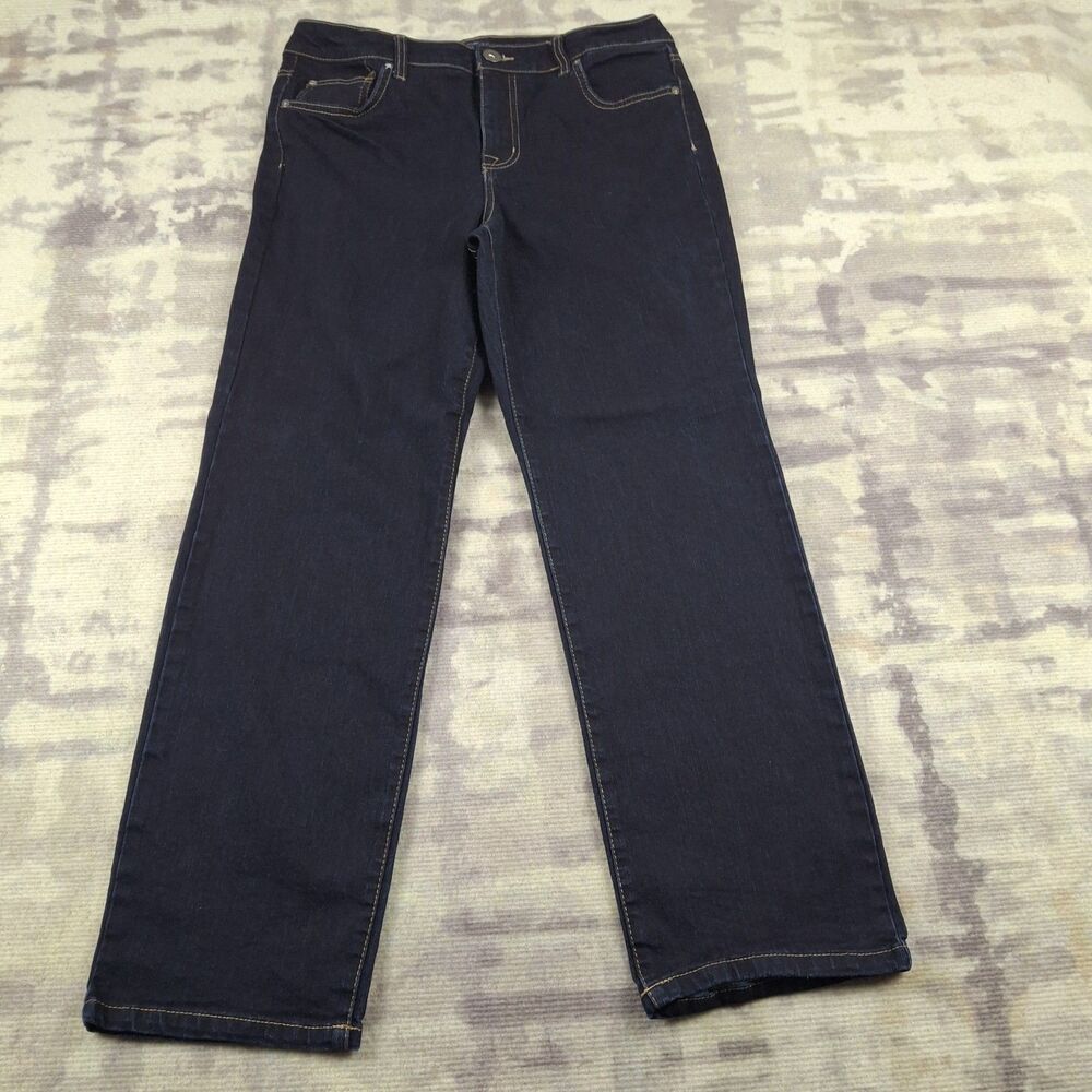 Bandolino Mandie Jeans Womens 12 Dark Wash Blue Denim Petite Straight Leg...